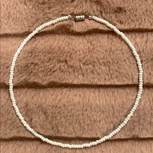 White seed bead choker